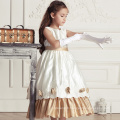 Prix ​​de gros fleur fille net robe longue maxi robe conception enfants longue robe de soirée en mousseline de soie